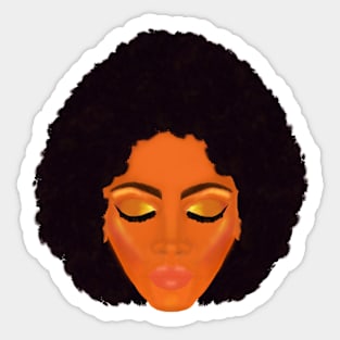 Chic Afro and Gold Makeup (White Background) Sticker